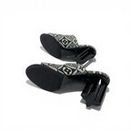 Louis Vuitton Silhouette Line Sandals Shoes Jacquard Fabric Black White Mules — view 6