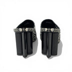 Louis Vuitton Silhouette Line Sandals Shoes Jacquard Fabric Black White Mules — view 5