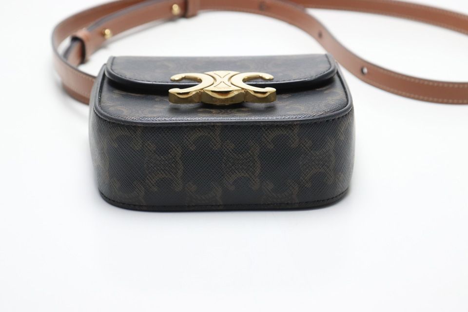 Celine Triomphe Mini Black Leather Shoulder — view 3