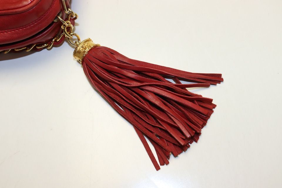 Chanel 0 Quilted Fringe GD Leather Chain Shoulder — view 9