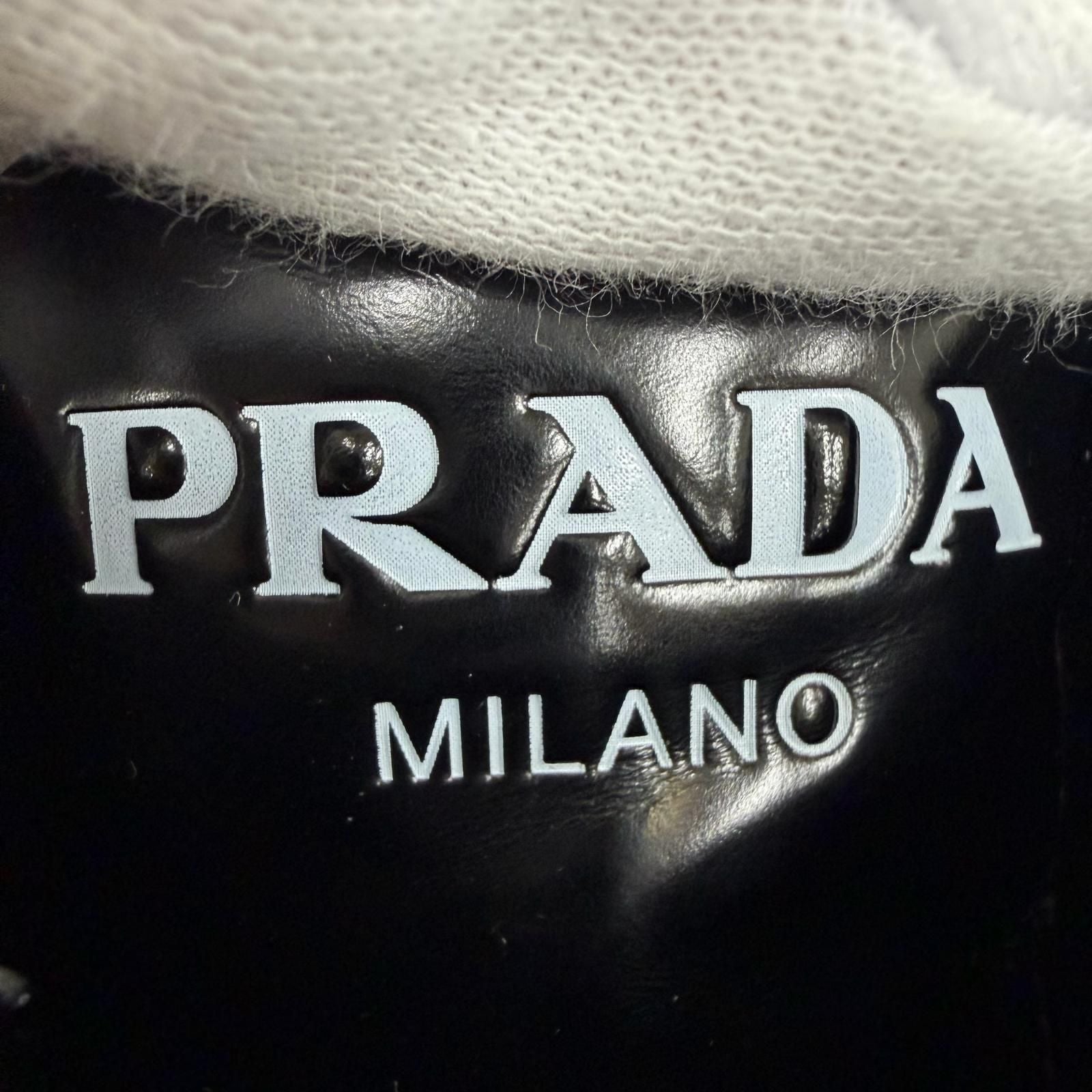 Prada Wingtip Medallion Lace Up Leather Sneakers Black — view 9