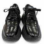 Prada Wingtip Medallion Lace Up Leather Sneakers Black — view 4