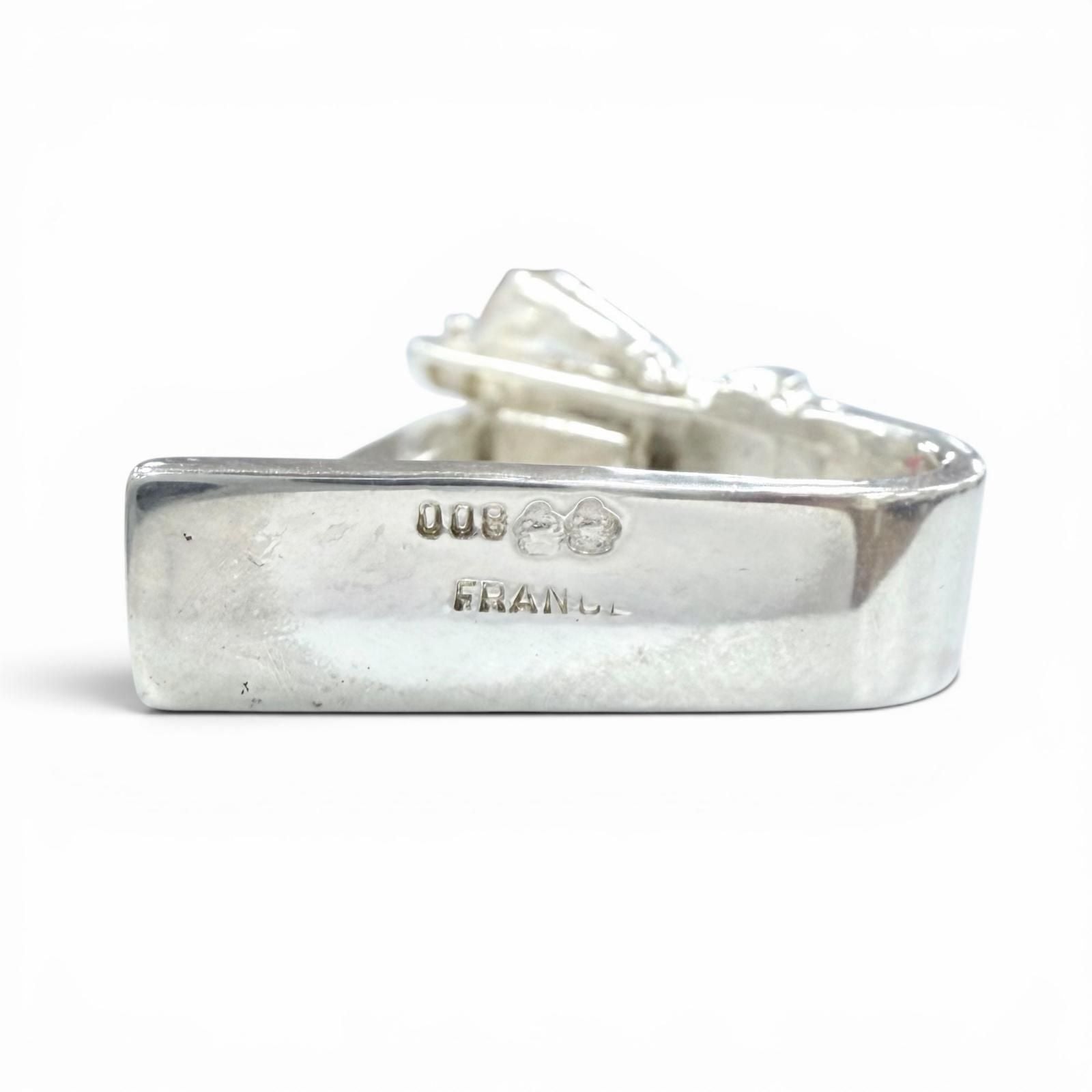 Hermes Vintage Ceinture Belt Motif Scarf Ring Silver — view 3