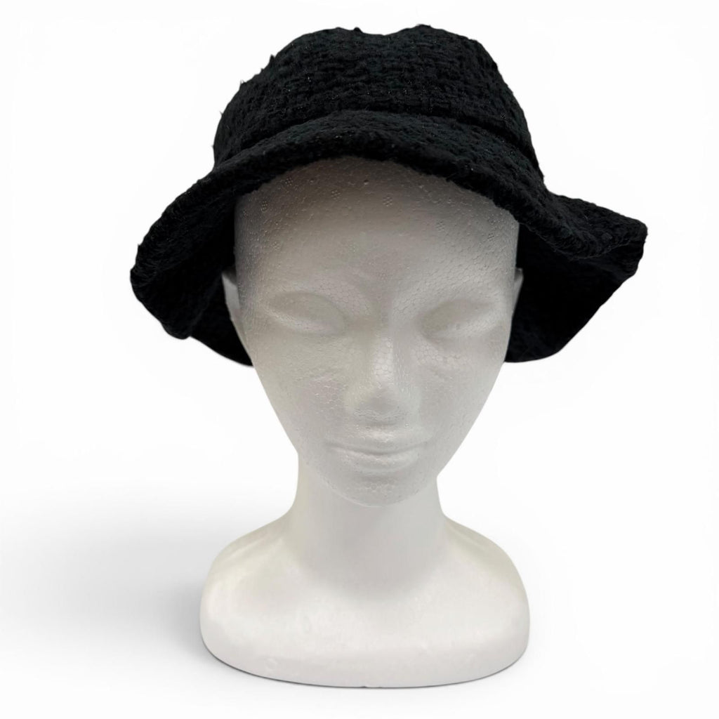 Chanel Cotton Wool CC Logo Hat Black Gold — view 2