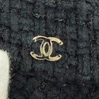 Chanel Cotton Wool CC Logo Hat Black Gold — view 7