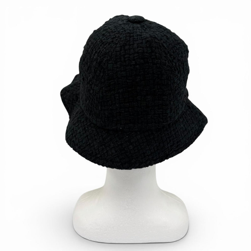 Chanel Cotton Wool CC Logo Hat Black Gold — view 4