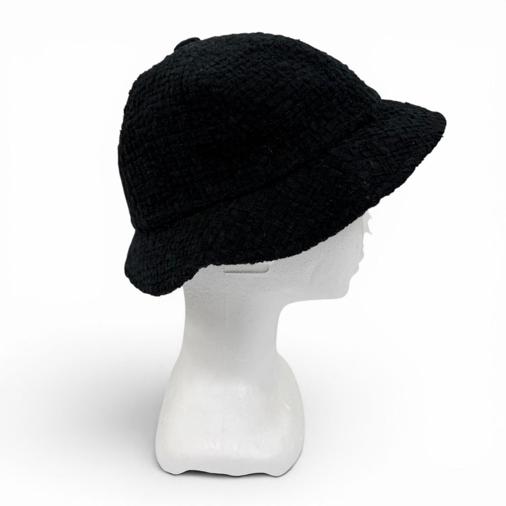 Chanel Cotton Wool CC Logo Hat Black Gold — view 5