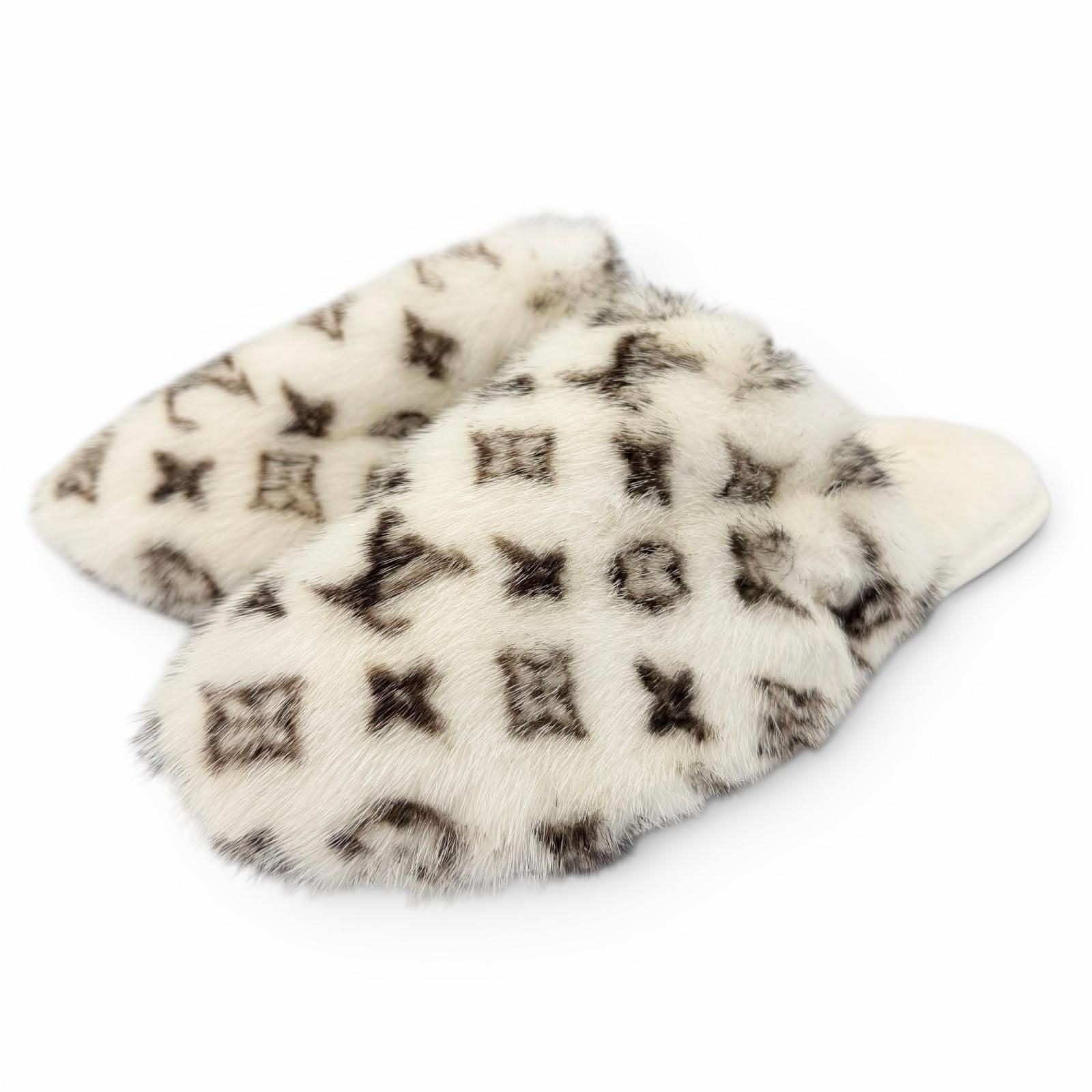 Louis Vuitton Sweet Line Mink Monogram Slippers Ivory