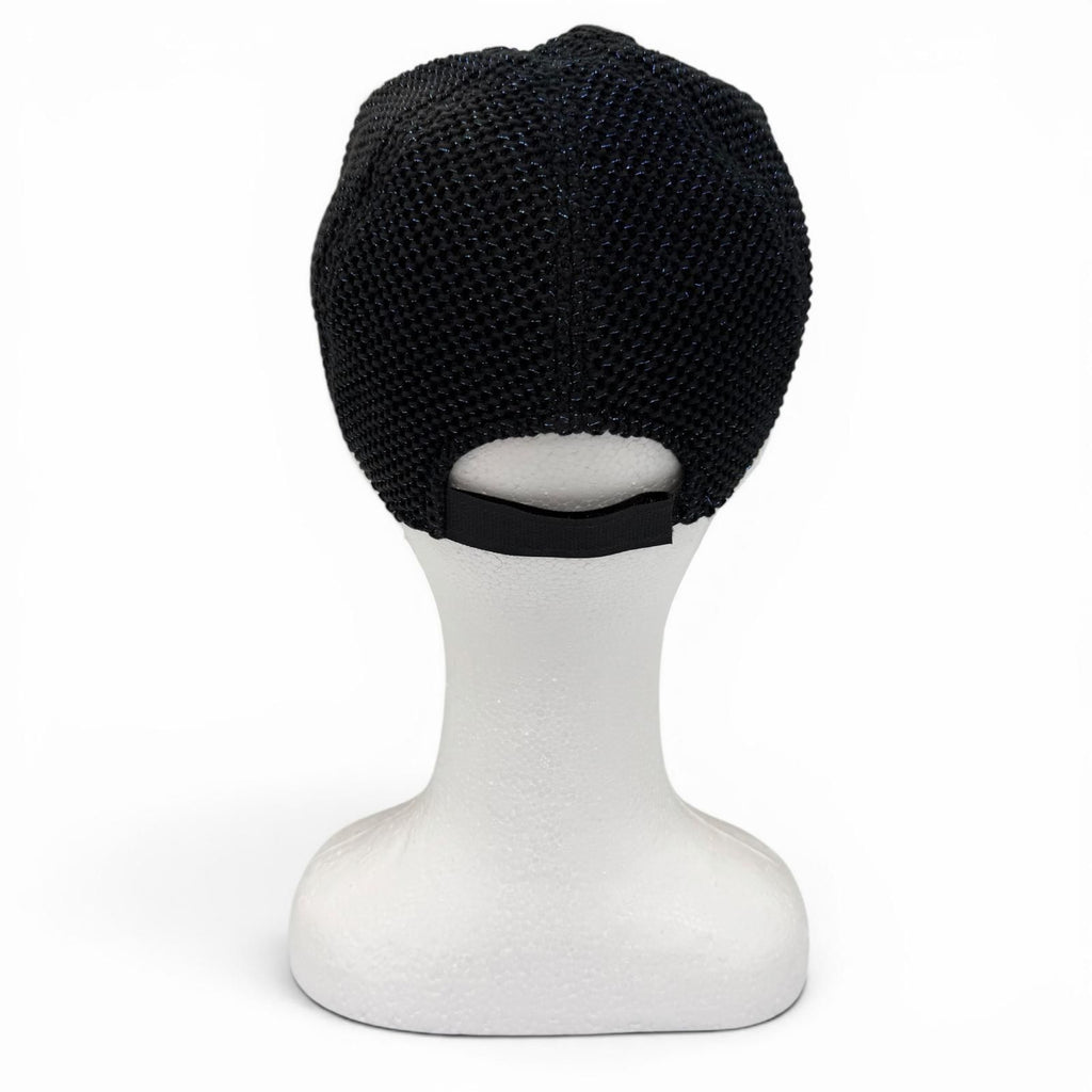 Chanel Cotton CC Logo Lamesh Cap Hat Black Blue — view 4