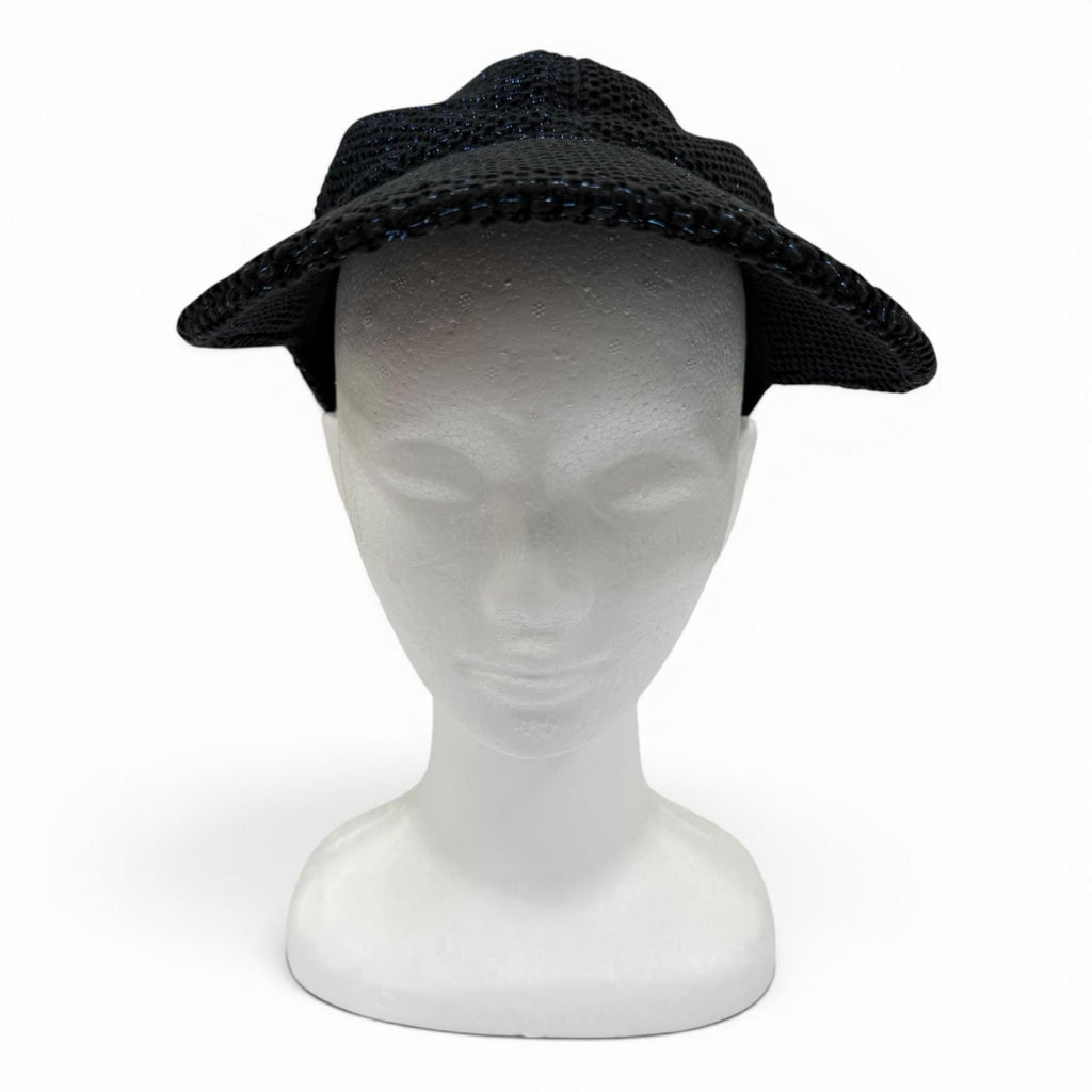 Chanel Cotton CC Logo Lamesh Cap Hat Black Blue — view 2