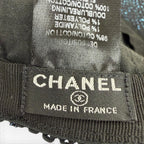 Chanel Cotton CC Logo Lamesh Cap Hat Black Blue — view 8
