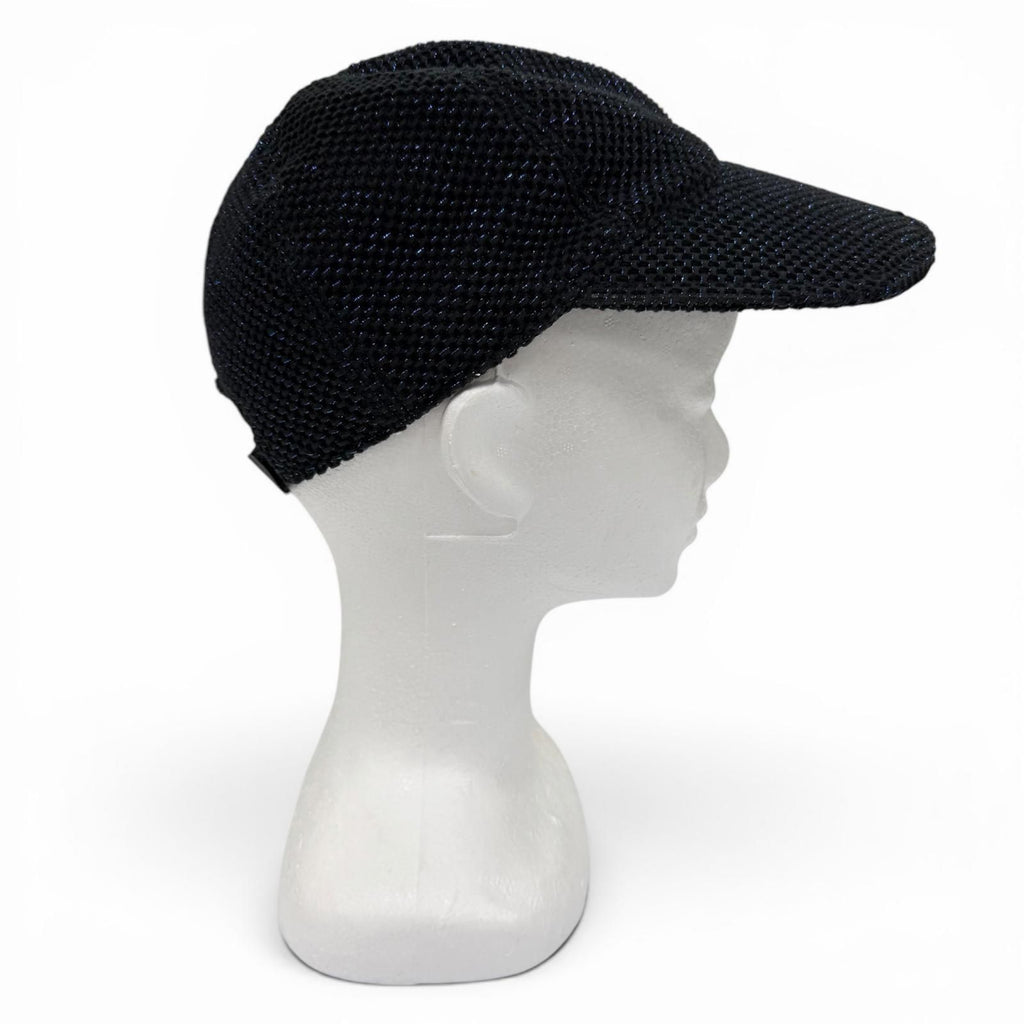 Chanel Cotton CC Logo Lamesh Cap Hat Black Blue — view 5