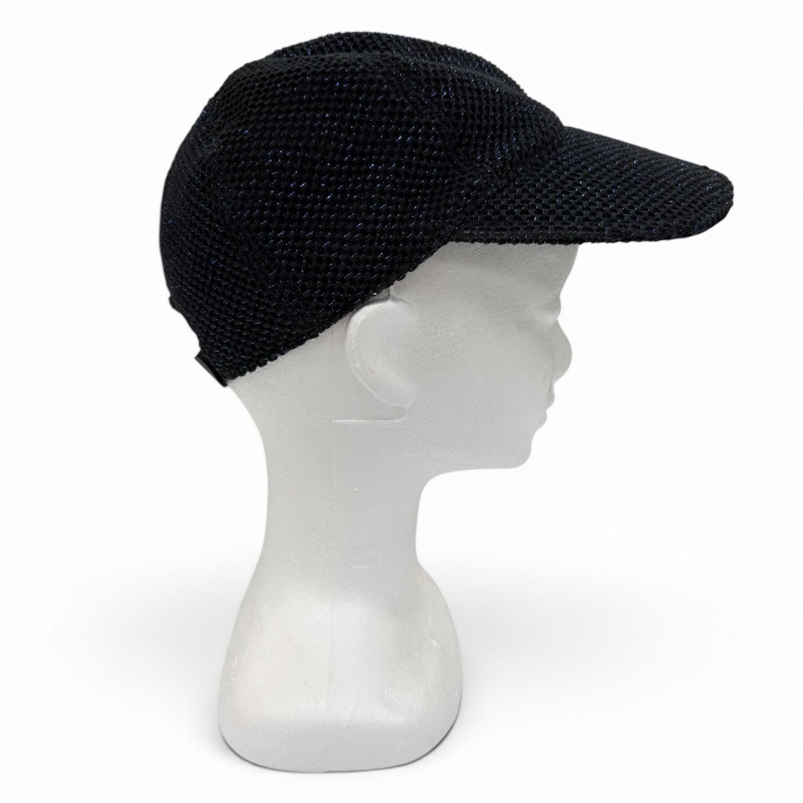 Chanel Cotton CC Logo Lamesh Cap Hat Black Blue — view 5