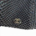 Chanel Cotton CC Logo Lamesh Cap Hat Black Blue — view 7