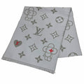 Louis Vuitton Vivienne Cvd Wool Scarf with Fringe Gray