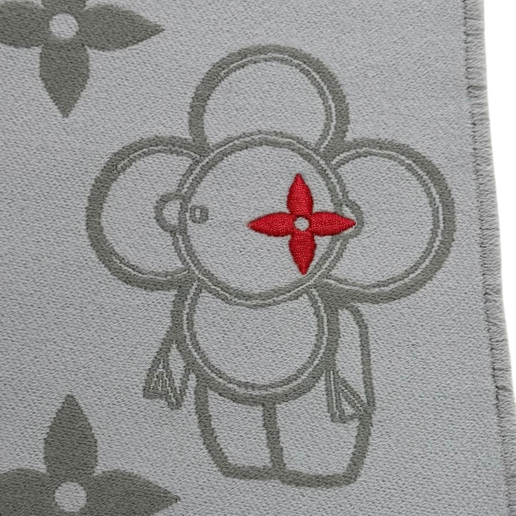 Louis Vuitton Vivienne Cvd Wool Scarf with Fringe Gray — view 7
