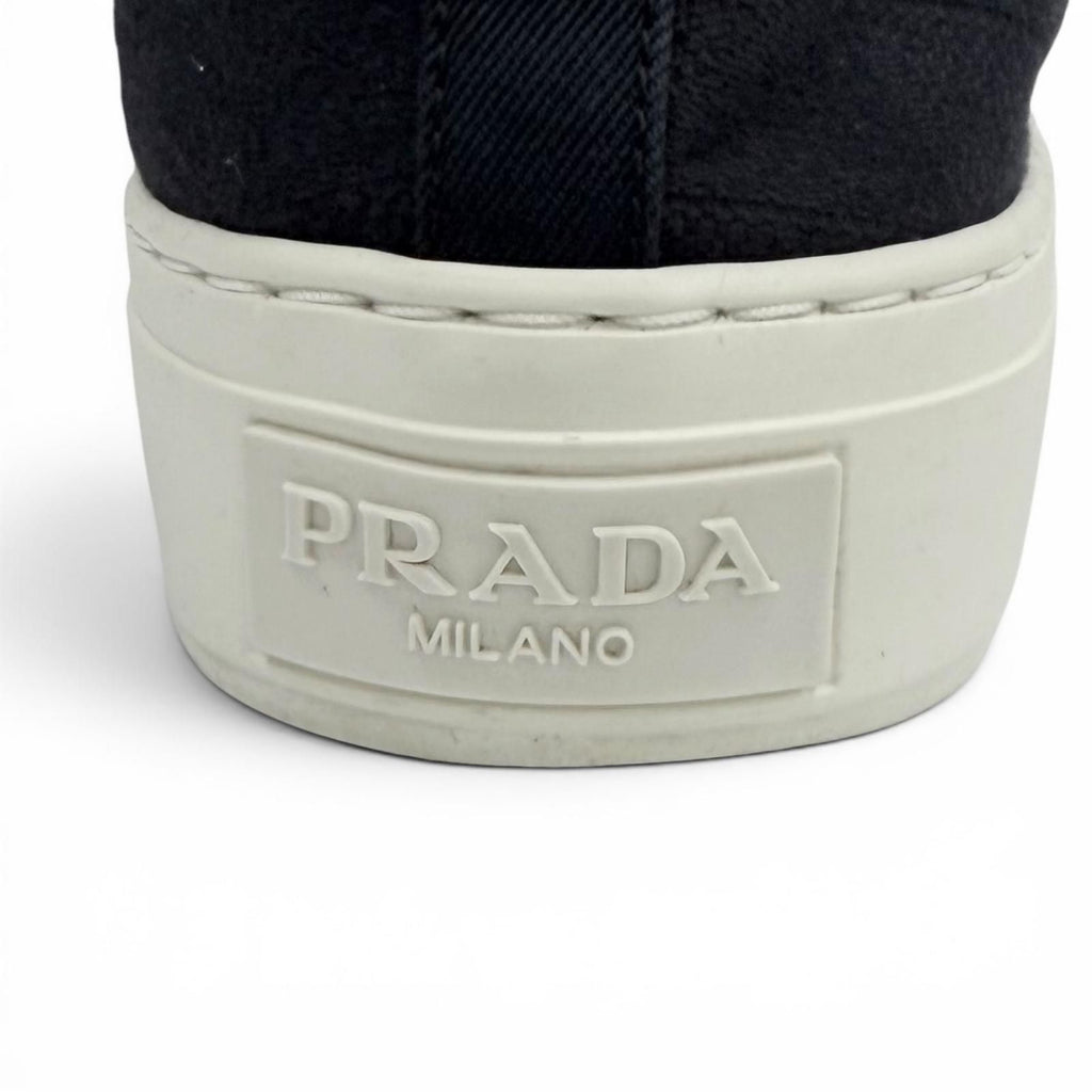 Prada Triangle Logo Pattern Fabric Sneakers Navy — view 9