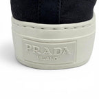 Prada Triangle Logo Pattern Fabric Sneakers Navy — view 9