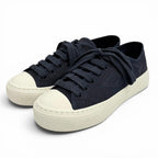Prada Triangle Logo Pattern Fabric Sneakers Navy
