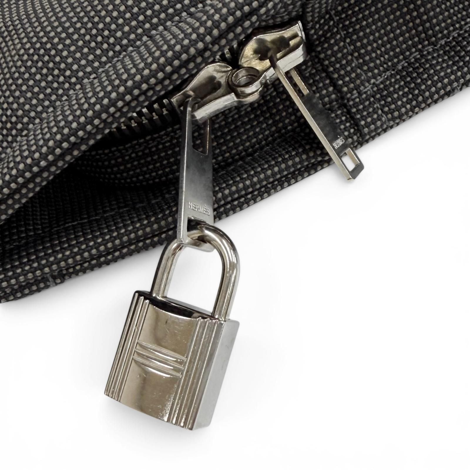 Hermes Her Line a Dos PM Canvas Backpack with Cadena Gray — view 9
