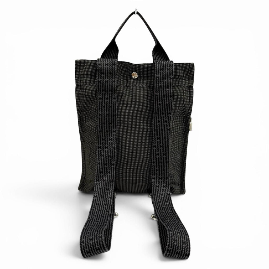 Hermes Her Line a Dos PM Canvas Backpack with Cadena Gray — view 2