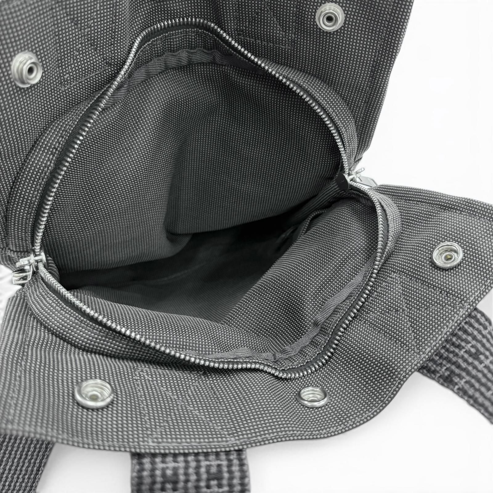 Hermes Her Line a Dos PM Canvas Backpack with Cadena Gray — view 4