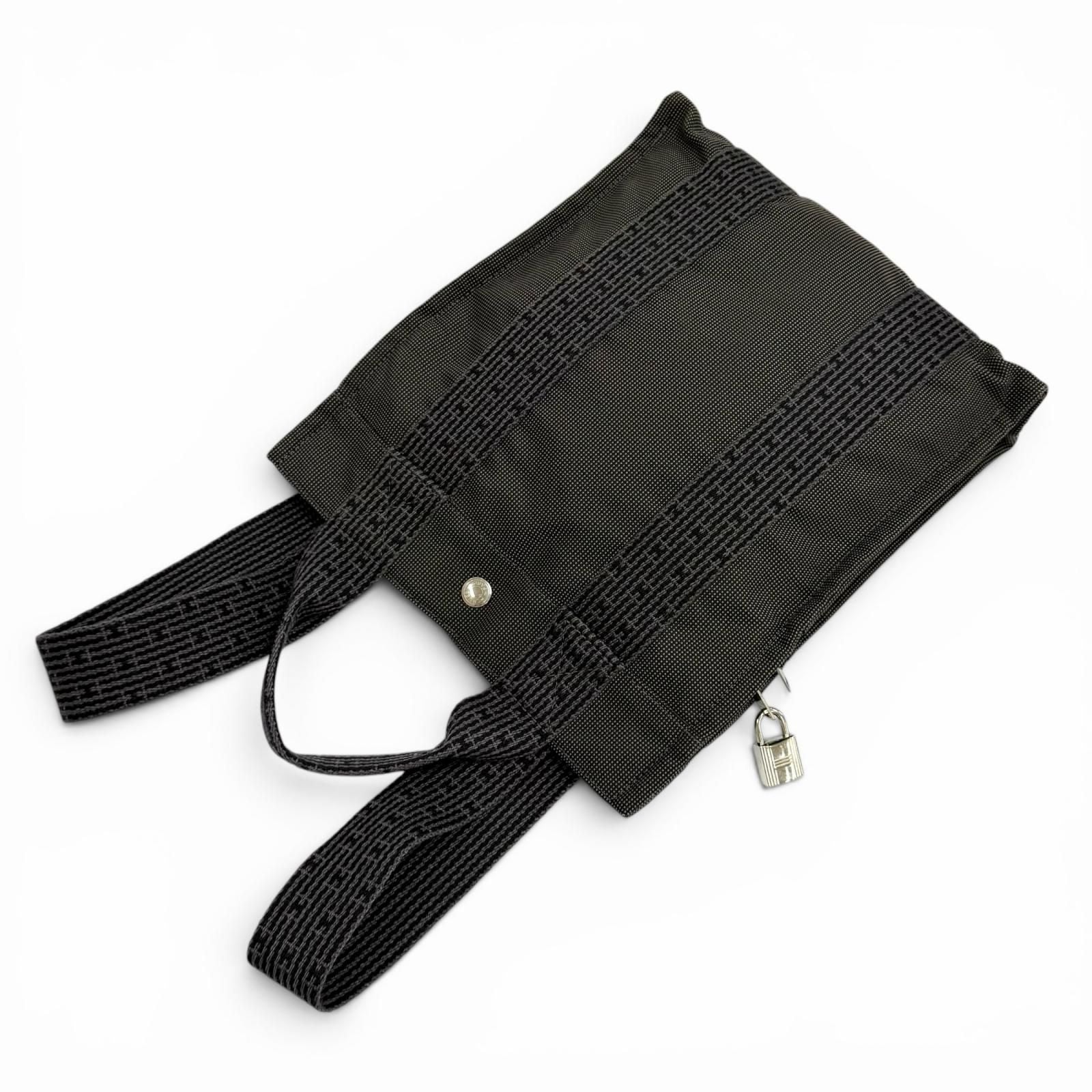 Hermes Her Line a Dos PM Canvas Backpack with Cadena Gray — view 8