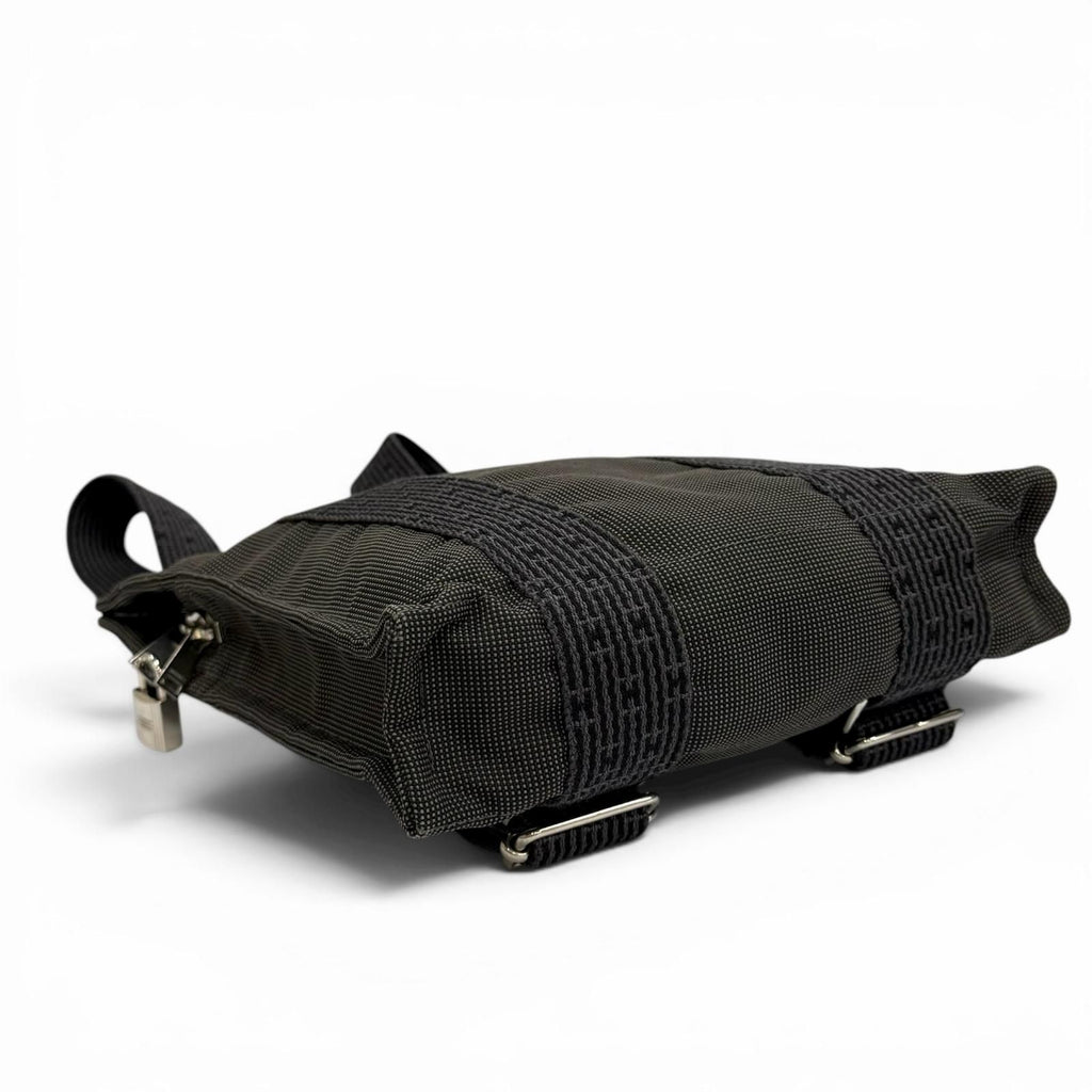 Hermes Her Line a Dos PM Canvas Backpack with Cadena Gray — view 3