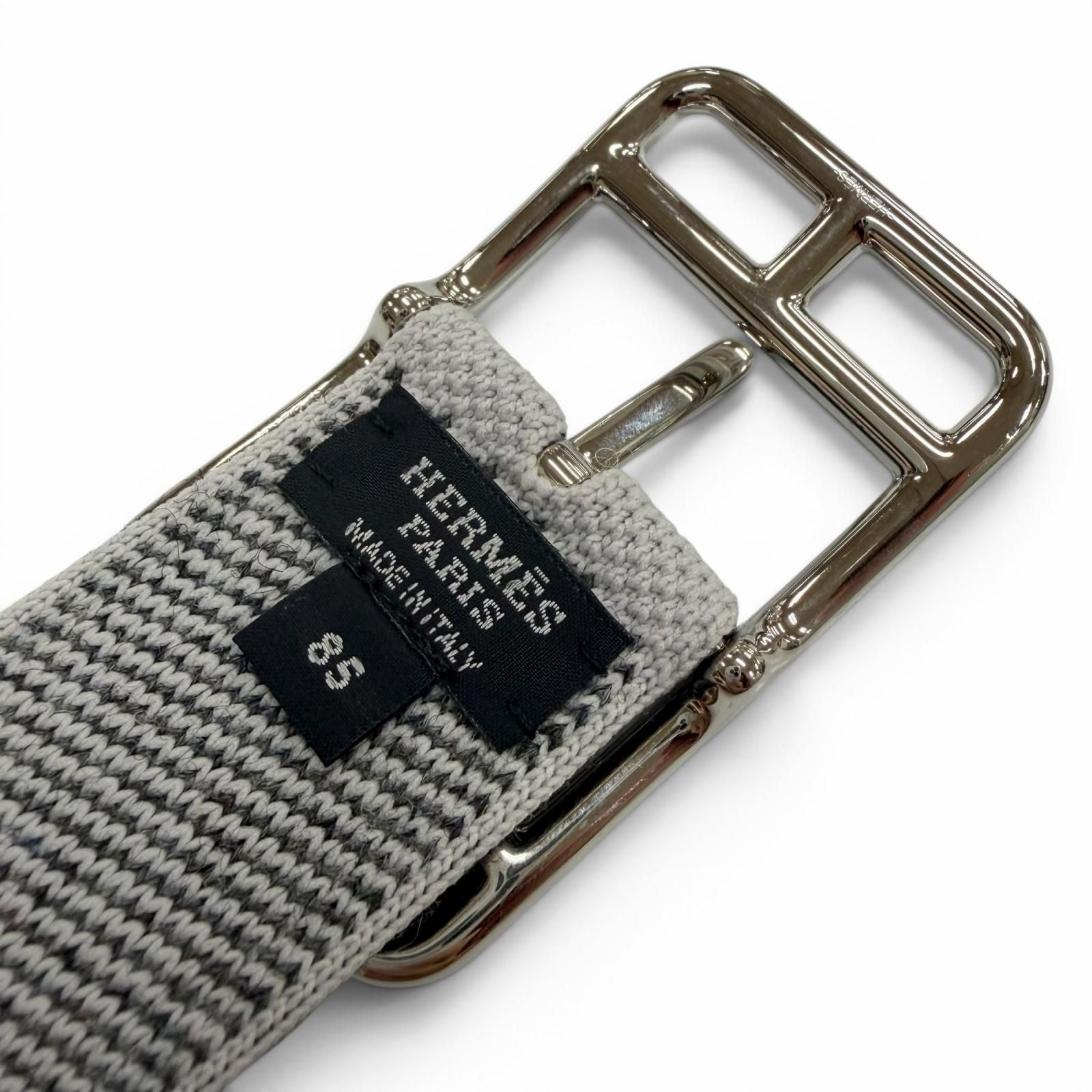 Hermes Cape Cod 32 Woolly Silver Pin Buckle Belt Gray 85 — view 5