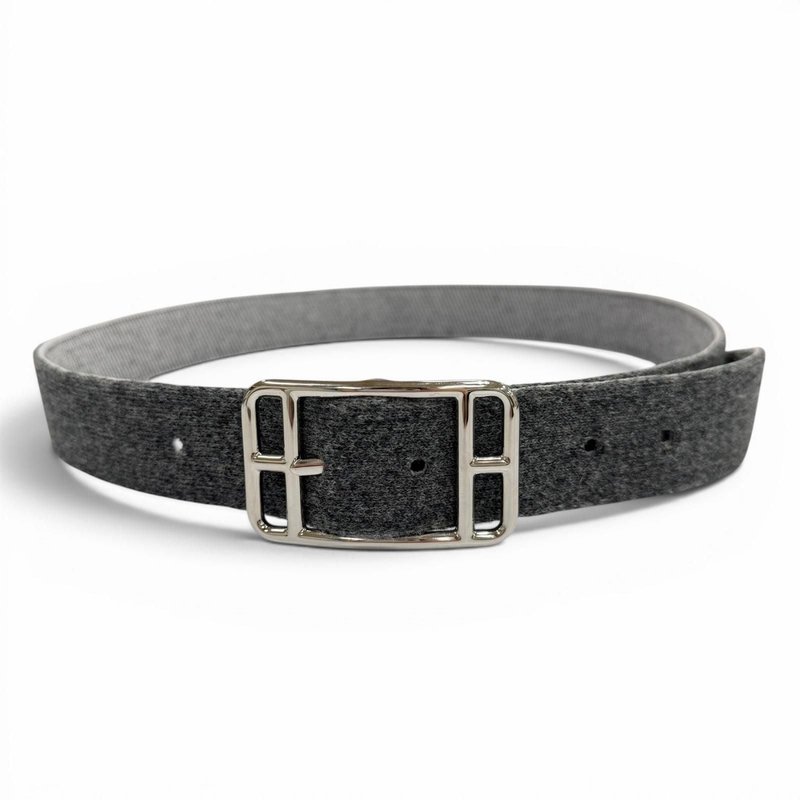 Hermes Cape Cod 32 Woolly Silver Pin Buckle Belt Gray 85 — view 2