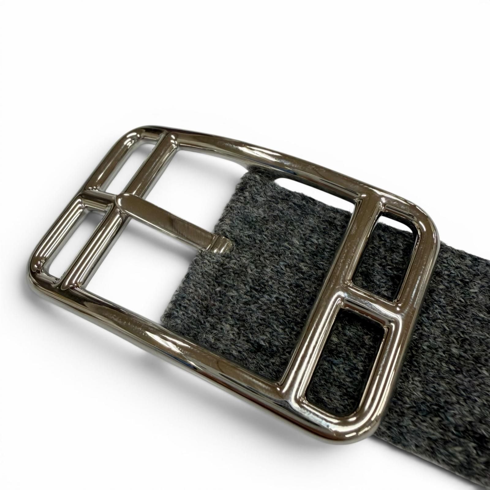 Hermes Cape Cod 32 Woolly Silver Pin Buckle Belt Gray 85 — view 4