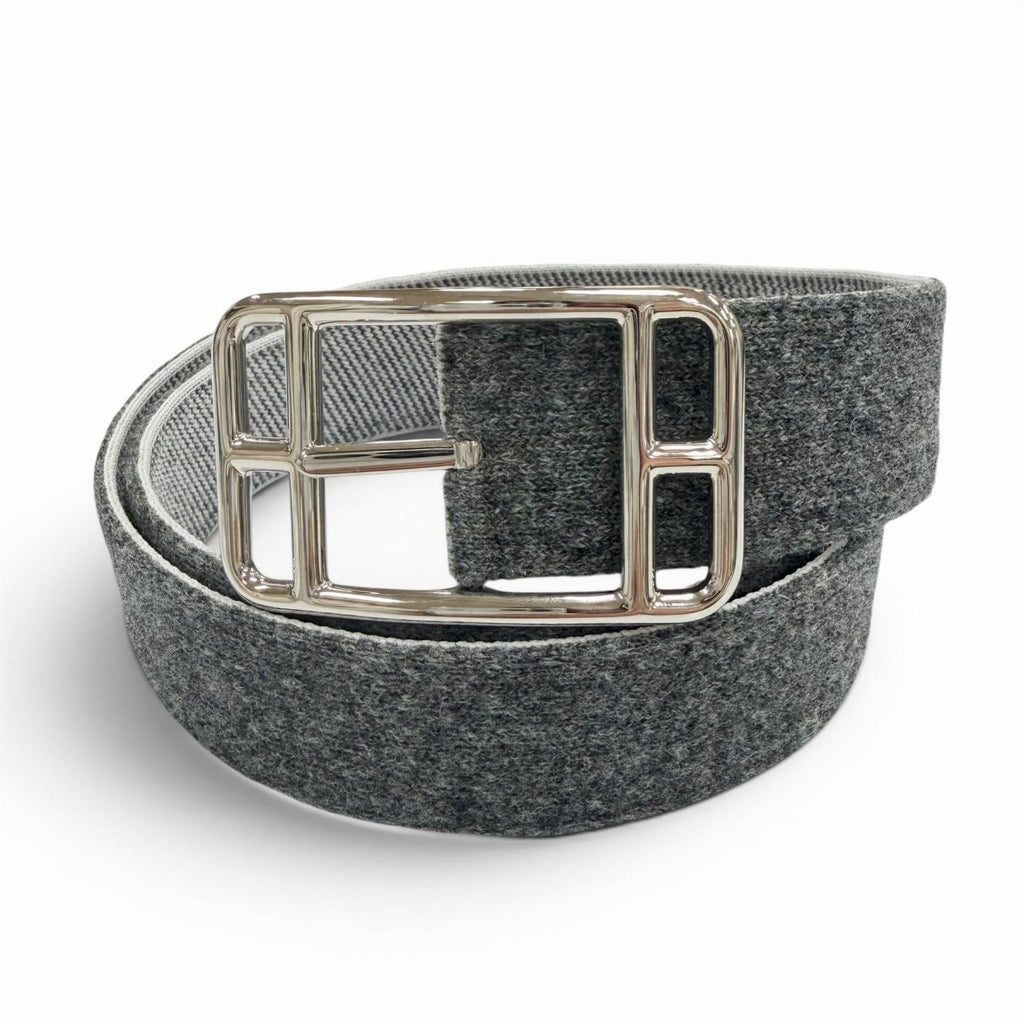 Hermes Cape Cod 32 Woolly Silver Pin Buckle Belt Gray 85