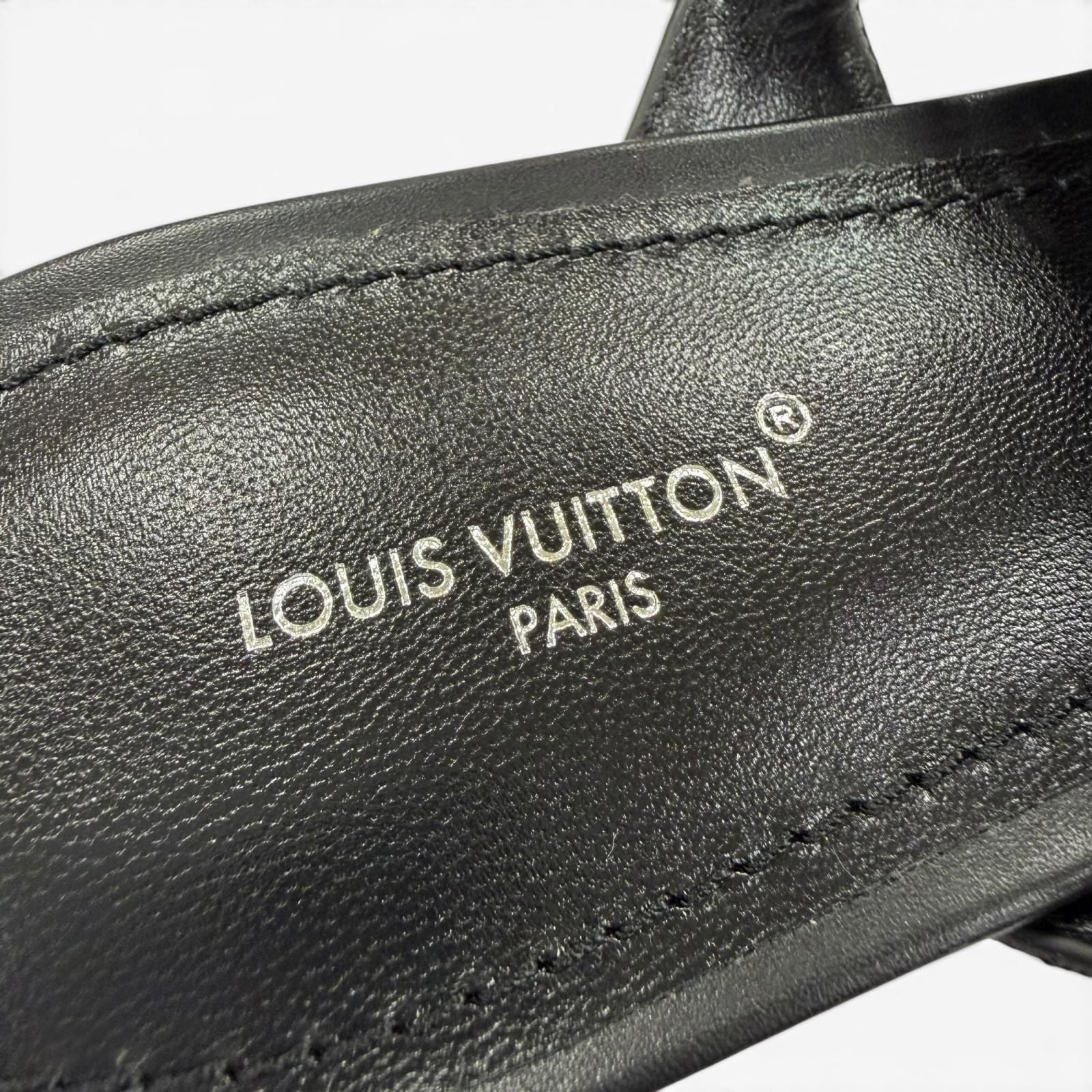 Louis Vuitton Legacy Line Leather Monogram Canvas Flat Sandals Black — view 9