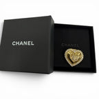 Chanel 25k CC Logo Heart Rhinestone Brooch Gold Box — view 2