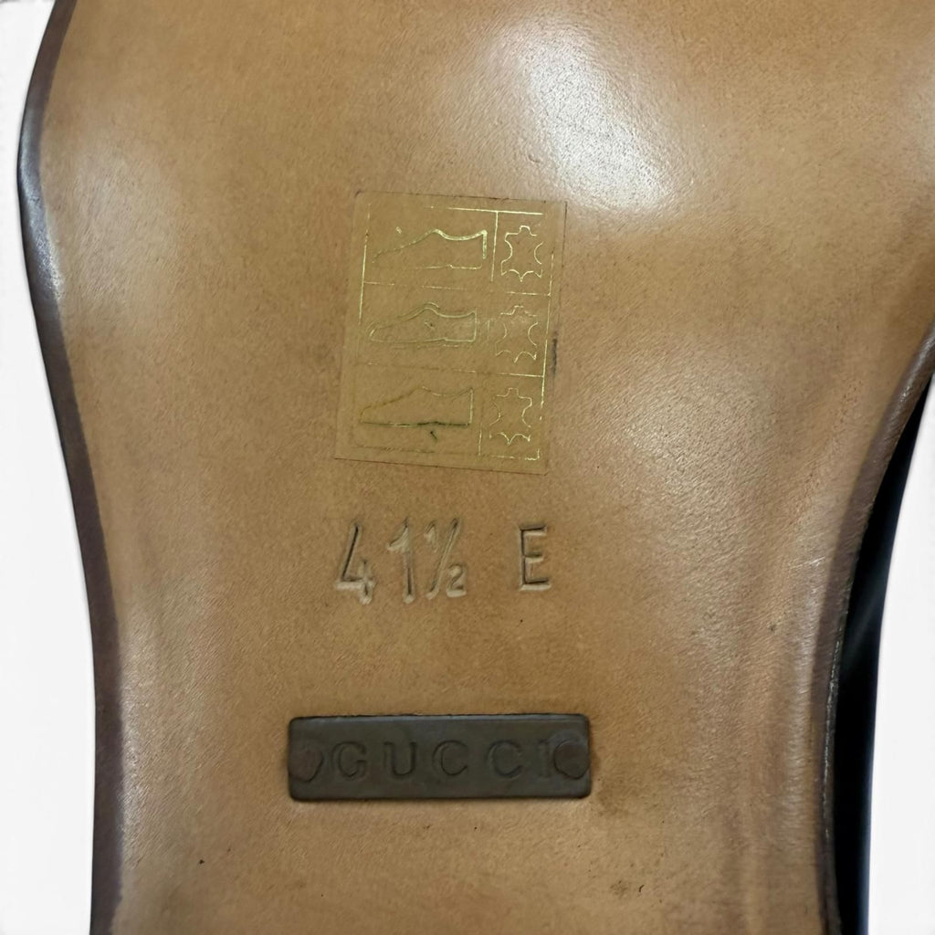Gucci 110 Horsebit Tip Leather Shoes Loafers Black Gold — view 9