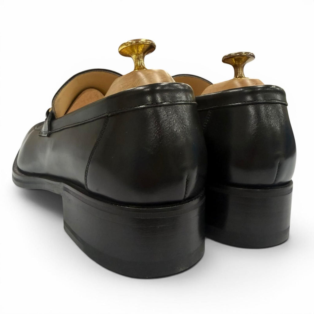 Gucci 110 Horsebit Tip Leather Shoes Loafers Black Gold — view 3