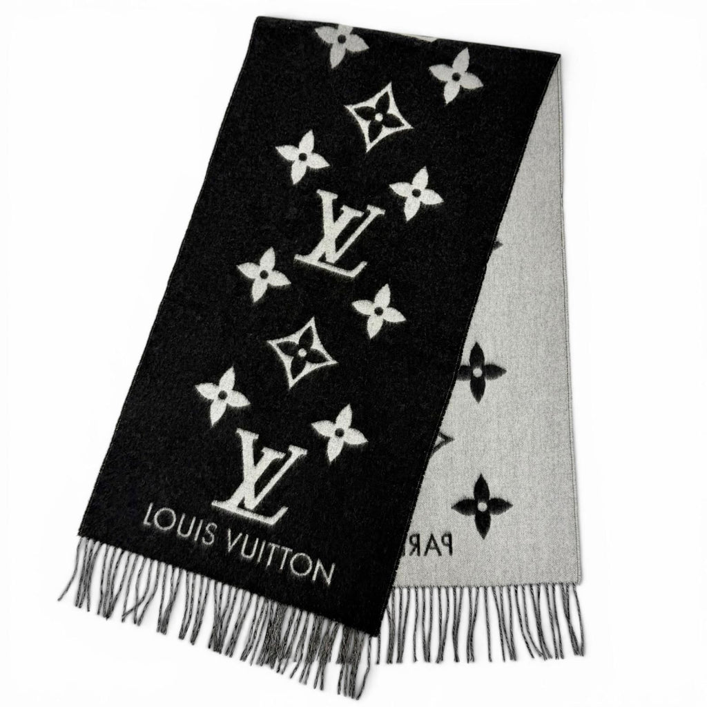 Louis Vuitton Scarf Reykjavik Cashmere 100% Echarpe Monogram Fringe Black — view 2