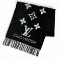 Louis Vuitton Scarf Reykjavik Cashmere 100% Echarpe Monogram Fringe Black