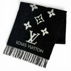 Louis Vuitton Scarf Reykjavik Cashmere 100% Echarpe Monogram Fringe Black