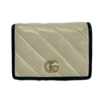Gucci Bifold Wallet GG Marmont Ivory Dark Navy Quilted Leather