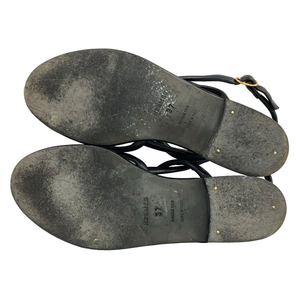 Hermes Sandals 37 Black Leather — view 4