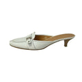 Hermes Mules 38.5 White Silver Leather