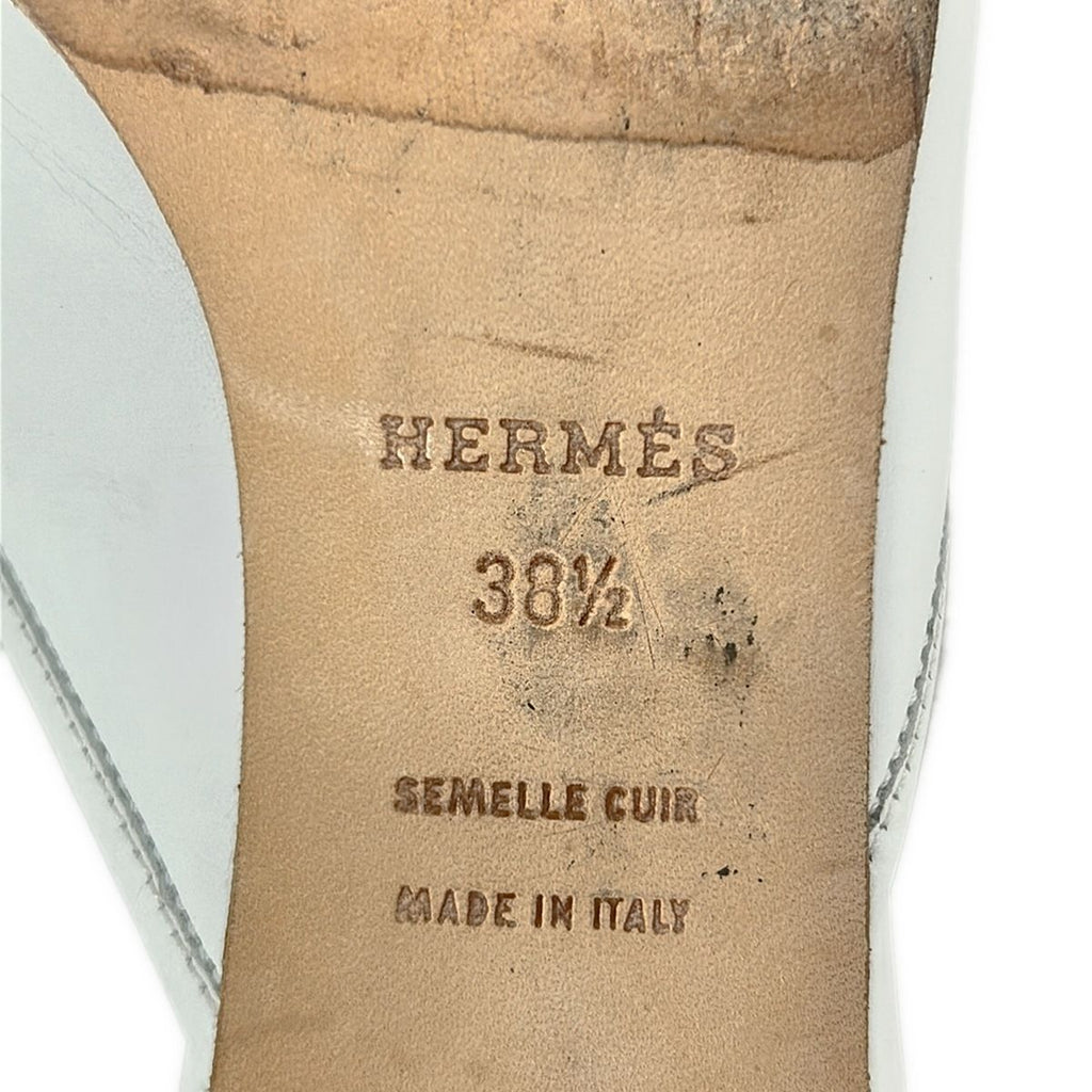 Hermes Mules 38.5 White Silver Leather — view 6