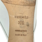 Hermes Mules 38.5 White Silver Leather — view 6