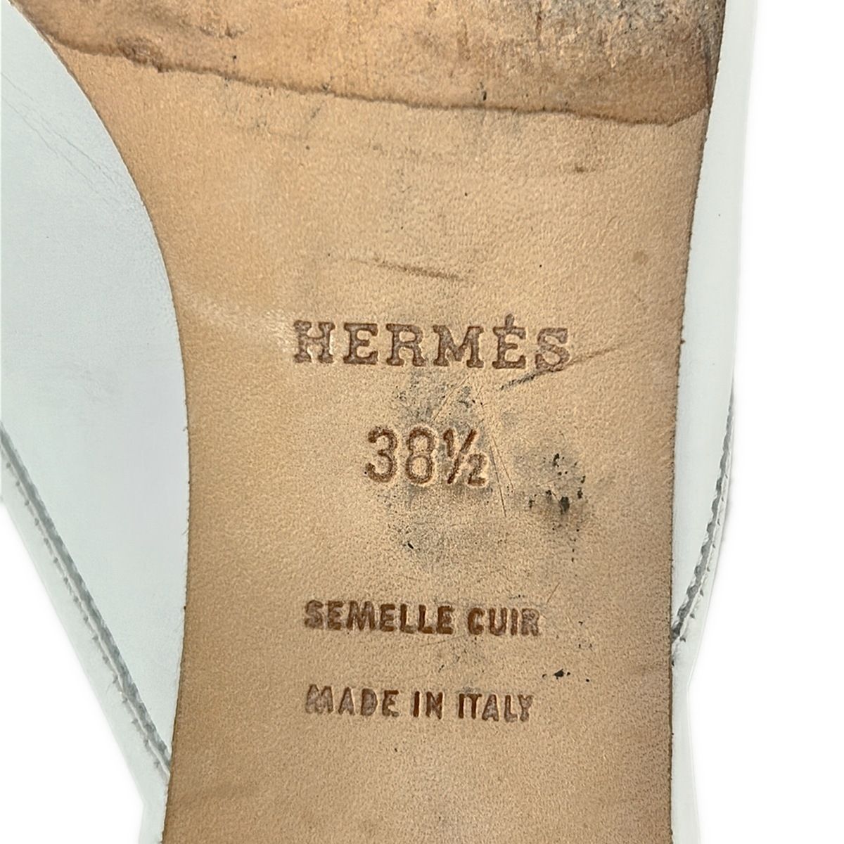 Hermes Mules 38.5 White Silver Leather — view 6