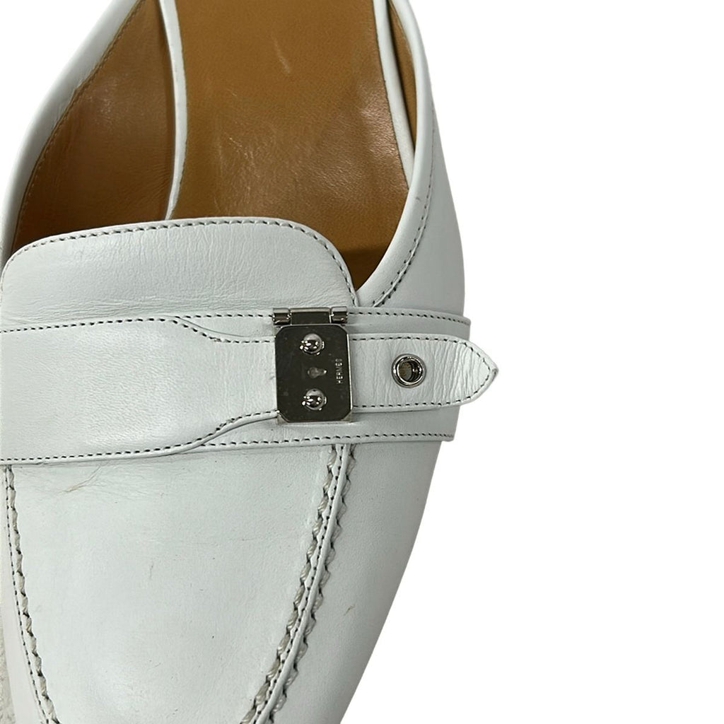 Hermes Mules 38.5 White Silver Leather — view 8