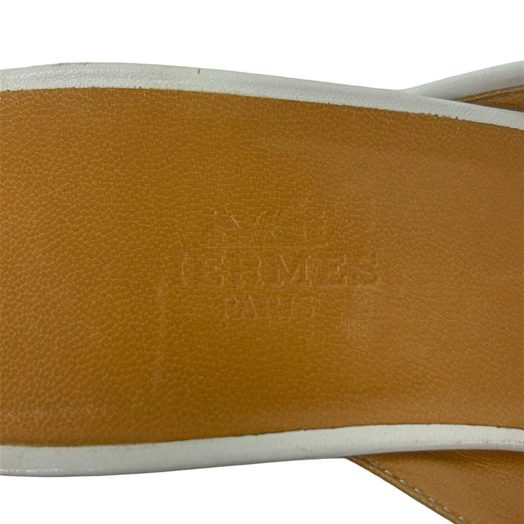 Hermes Mules 38.5 White Silver Leather — view 5