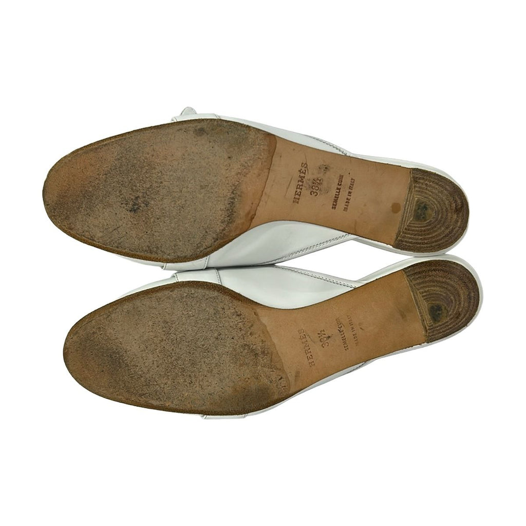 Hermes Mules 38.5 White Silver Leather — view 4