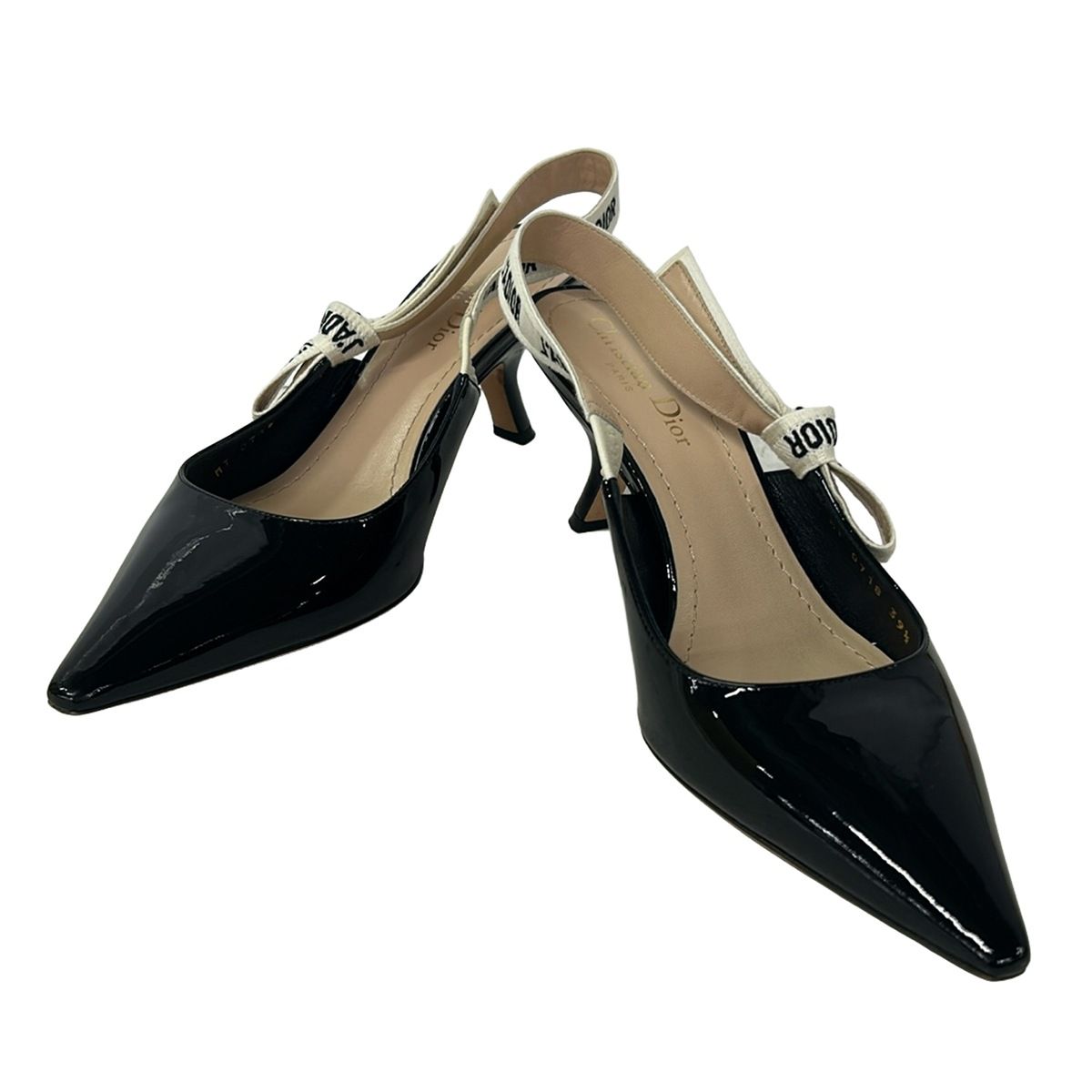 Dior Sandals 39.5 Black Ivory J'adior Ribbon Leather — view 2