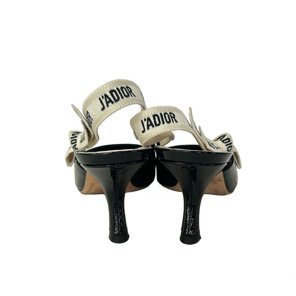 Dior Sandals 39.5 Black Ivory J'adior Ribbon Leather — view 3
